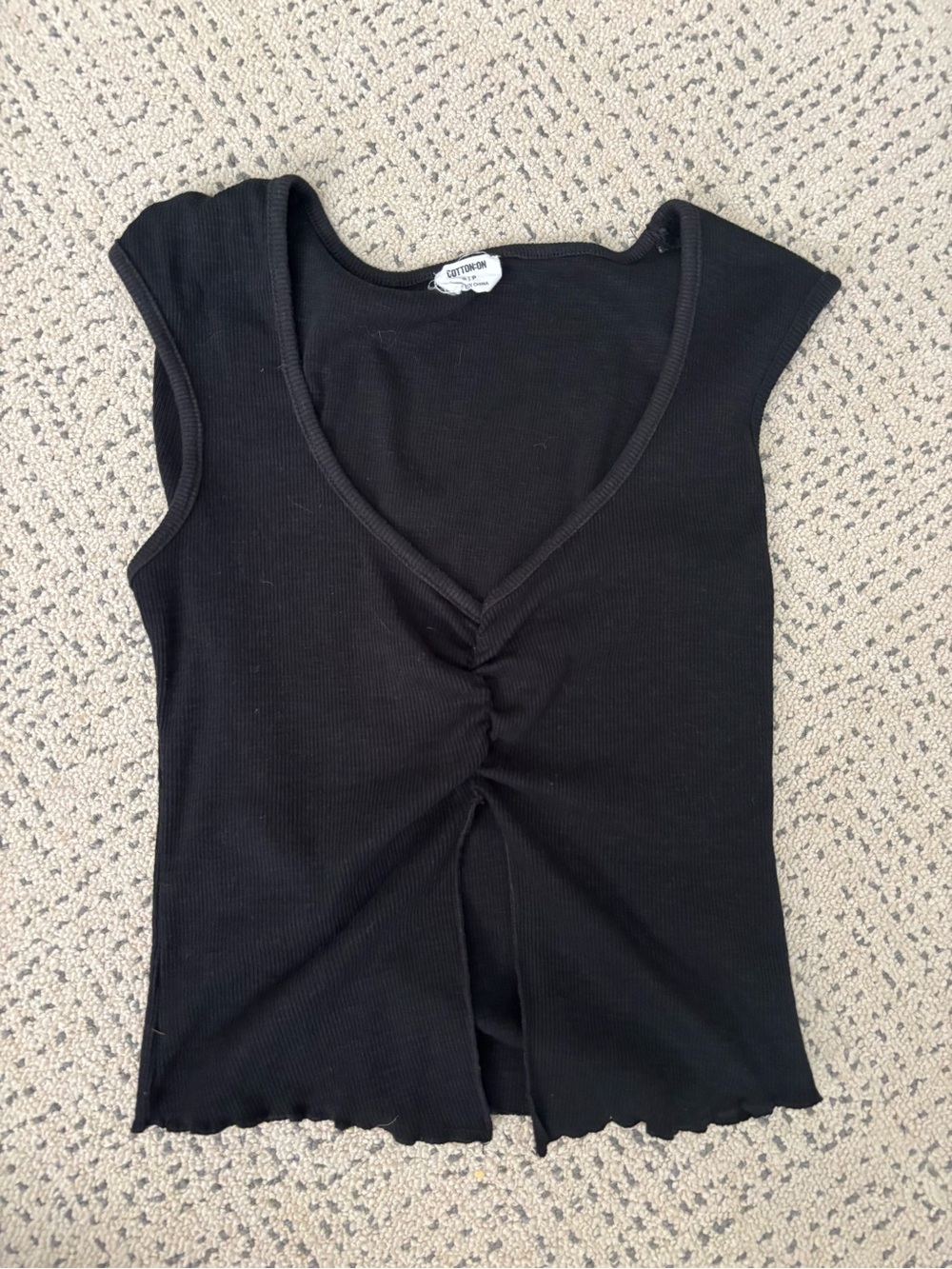 Cotton On Black V-Neck Ruched Front Tank